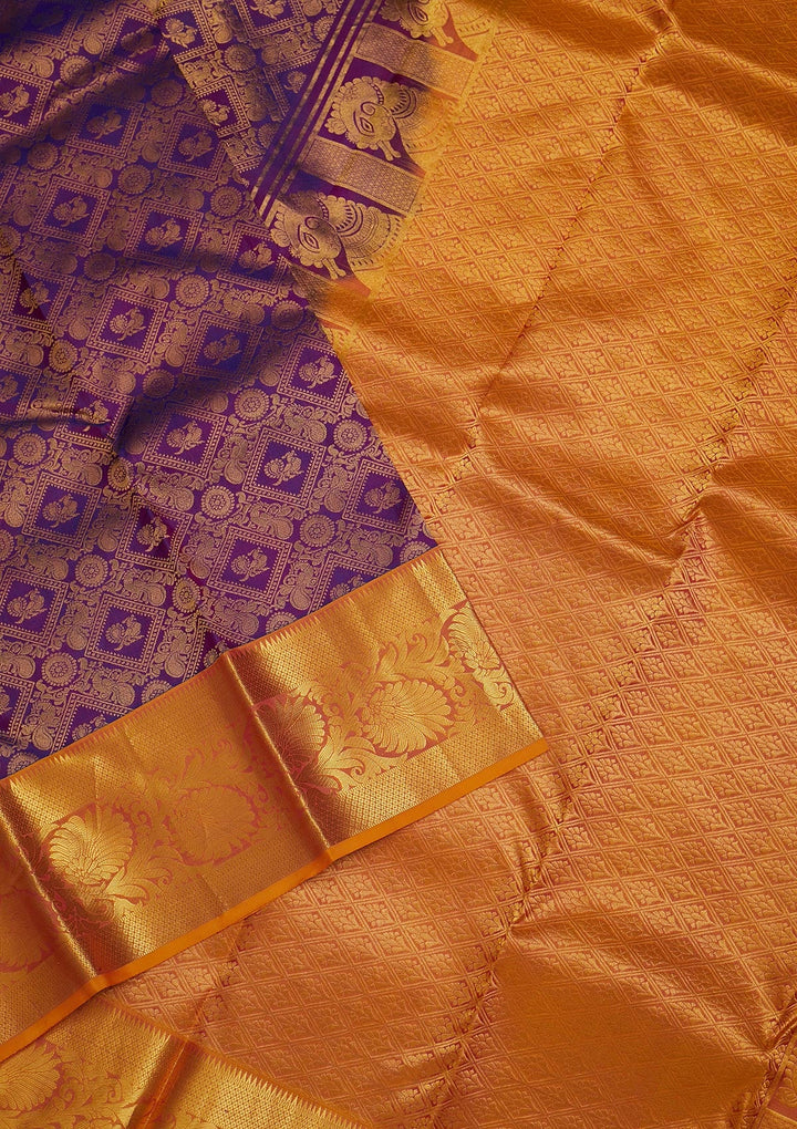 Purple Zariwork Pure Silk Saree-Koskii