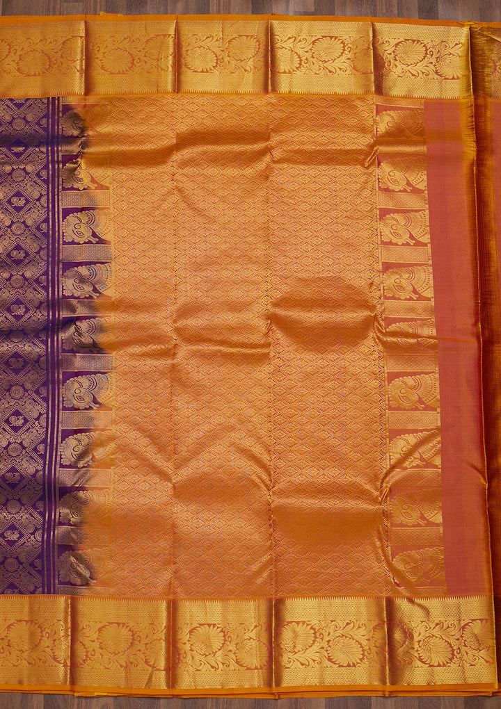 Purple Zariwork Pure Silk Saree-Koskii