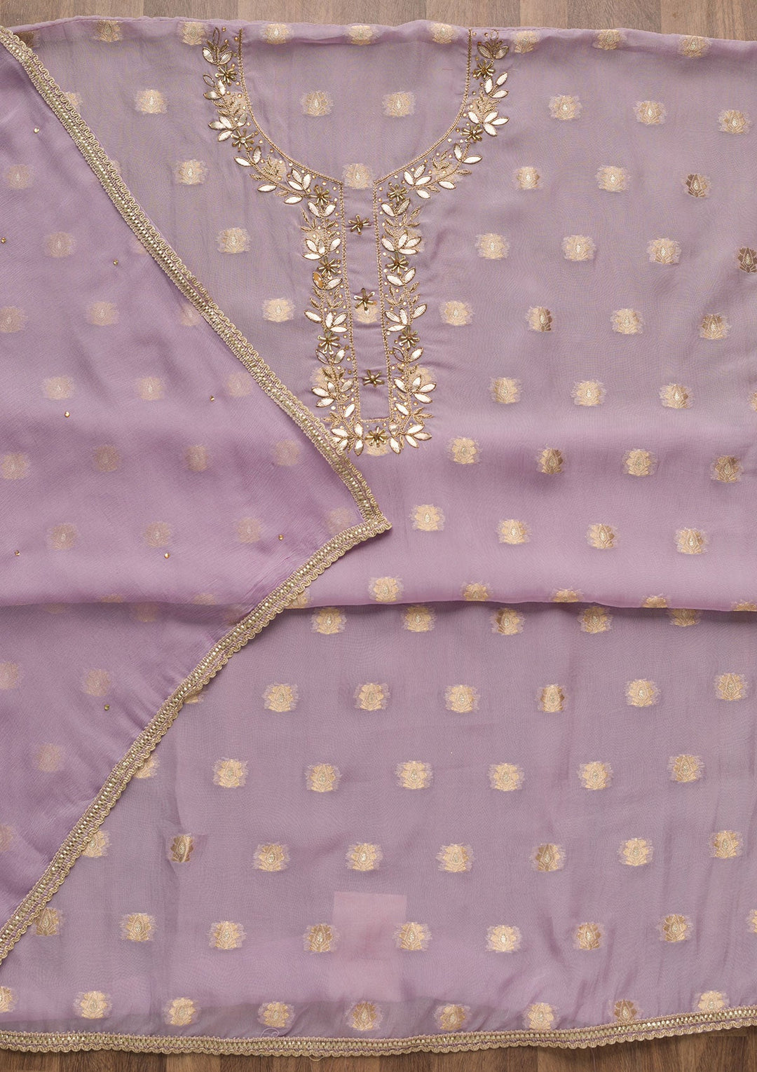 Purple Zariwork Semi Crepe Unstitched Salwar Suit-Koskii
