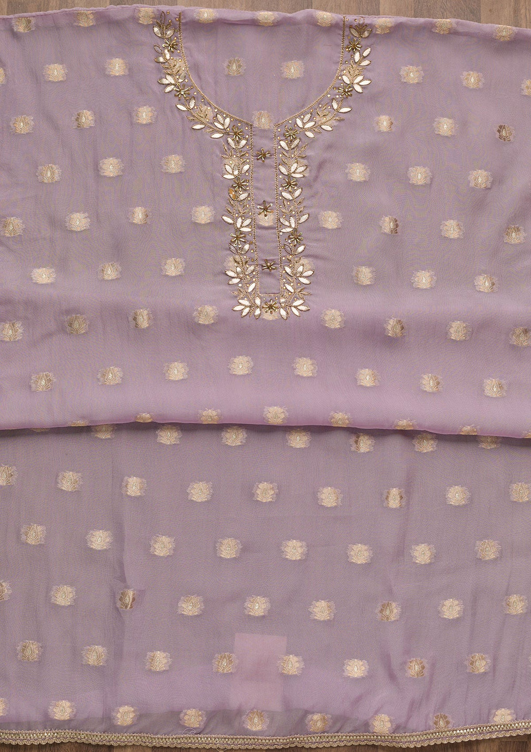 Purple Zariwork Semi Crepe Unstitched Salwar Suit-Koskii