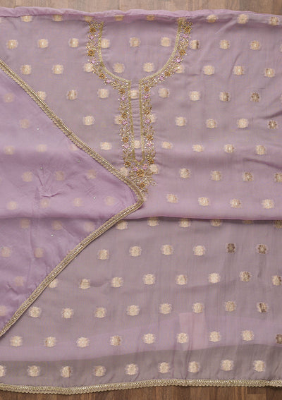 Purple Zariwork Semi Crepe Unstitched Salwar Suit-Koskii