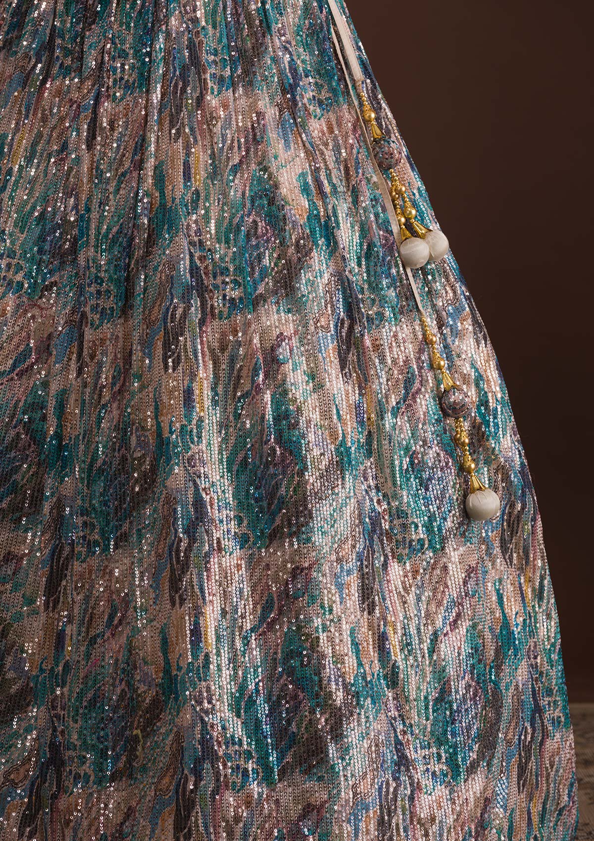 Rama Green Cutdana Net Readymade Lehenga-Koskii