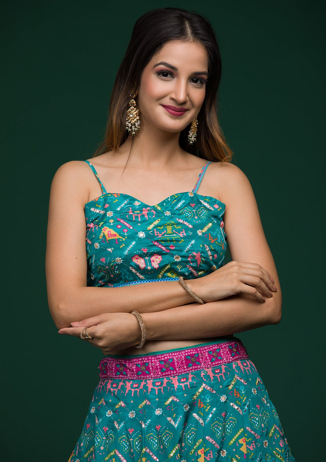 Rama Green Gotapatti Art Silk Lehenga-koskii