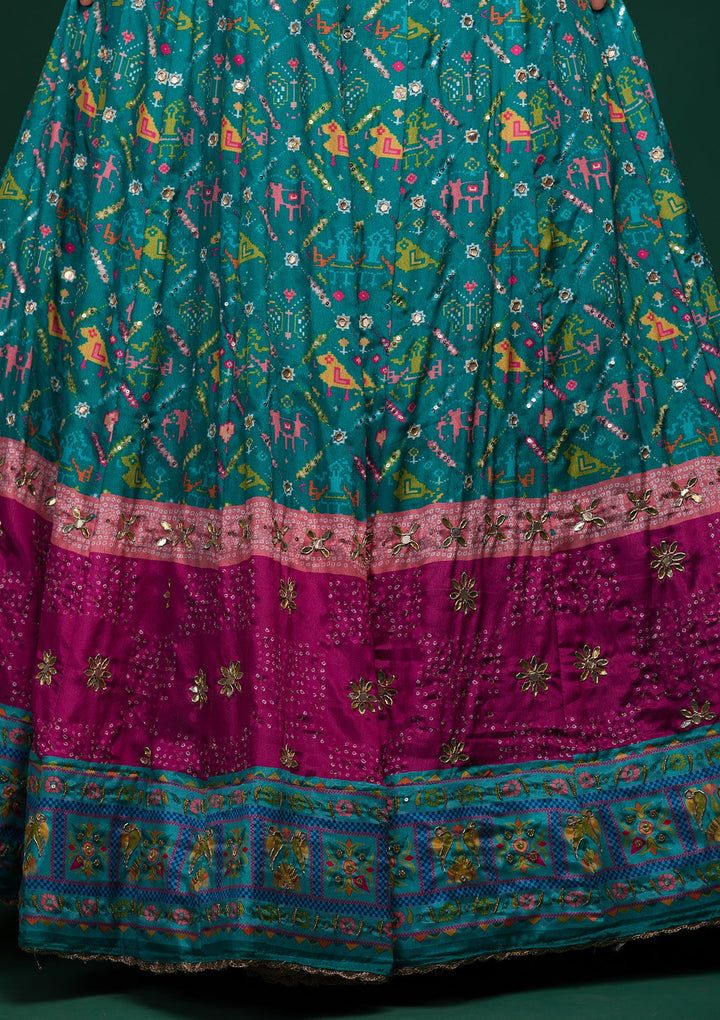 Rama Green Gotapatti Art Silk Lehenga-koskii