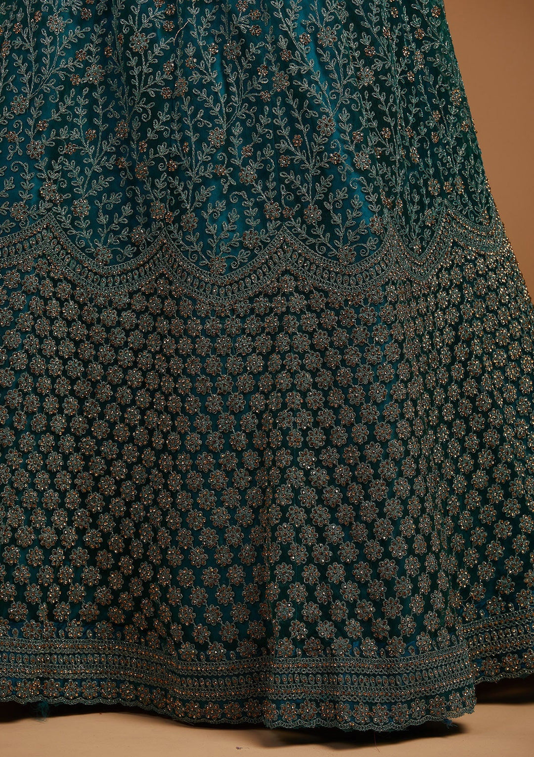Rama Green Stonework Net Designer Lehenga-Koskii