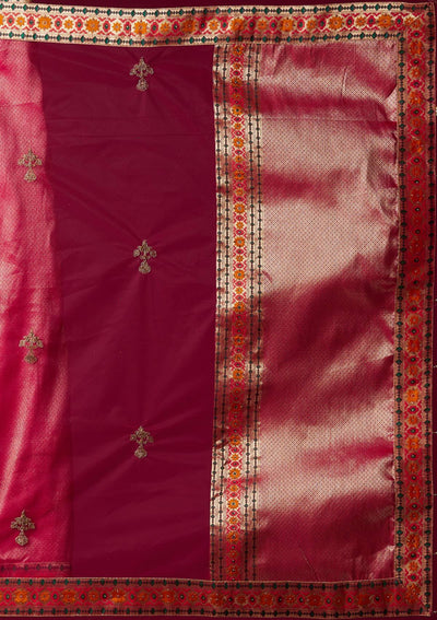 Rama Green Swarovski Banarasi Designer Semi-Stitched Lehenga - koskii