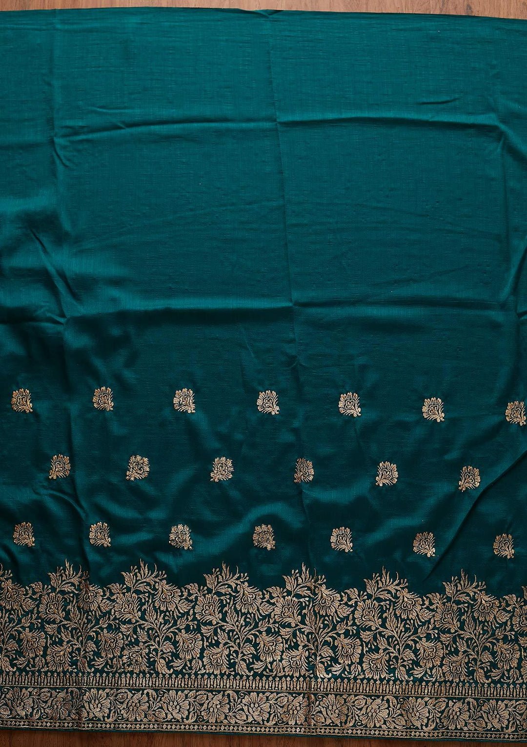 Rama Green Zariwork Art Silk Designer Saree - koskii