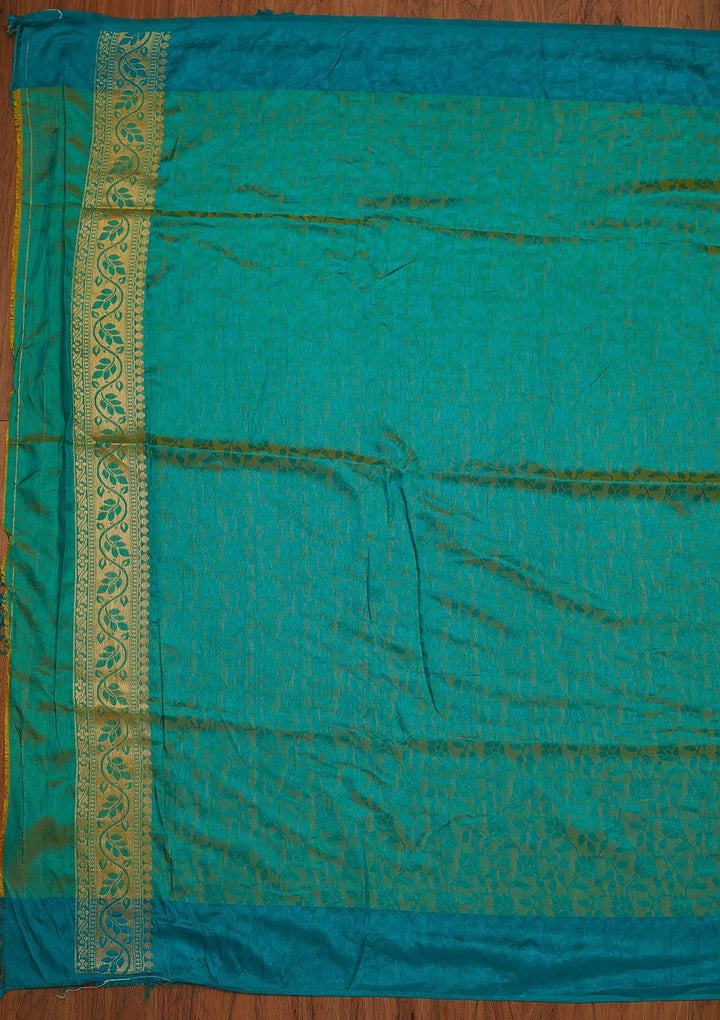 Rama Green Zariwork Art Silk Designer Saree - koskii