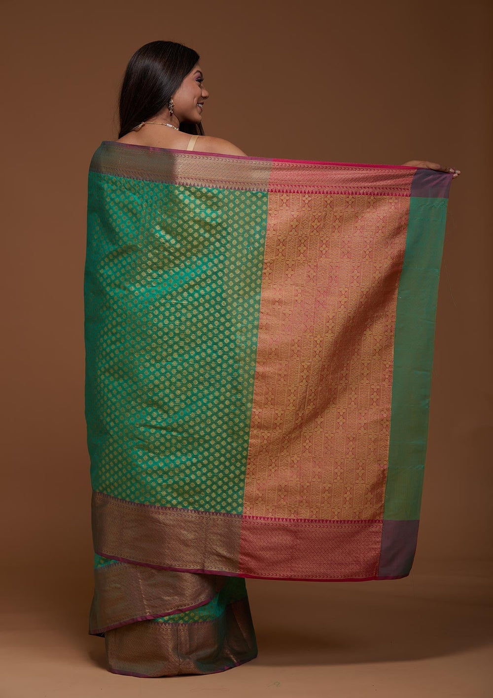 Rama Green Zariwork Art Silk Saree-Koskii