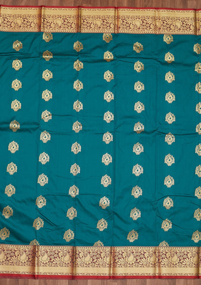 Rama Green Zariwork Art Silk Designer Saree - Koskii
