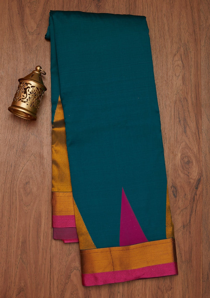 Rama Green Zariwork Art Silk Designer Saree - Koskii