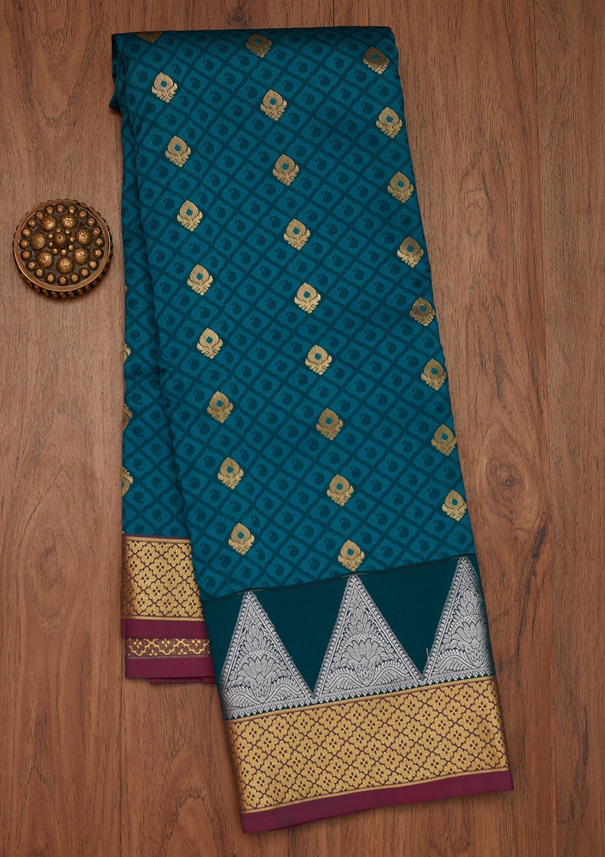 Rama Green Zariwork Art Silk Designer Saree - Koskii