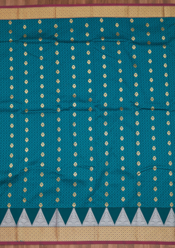 Rama Green Zariwork Art Silk Designer Saree - Koskii