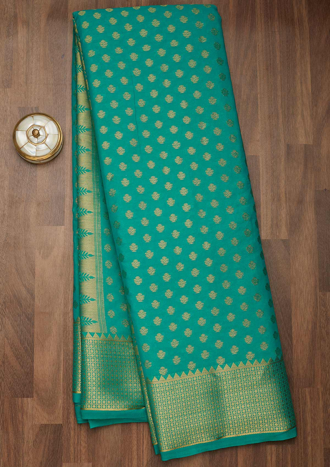 Rama Green Zariwork Art Silk Saree-Koskii