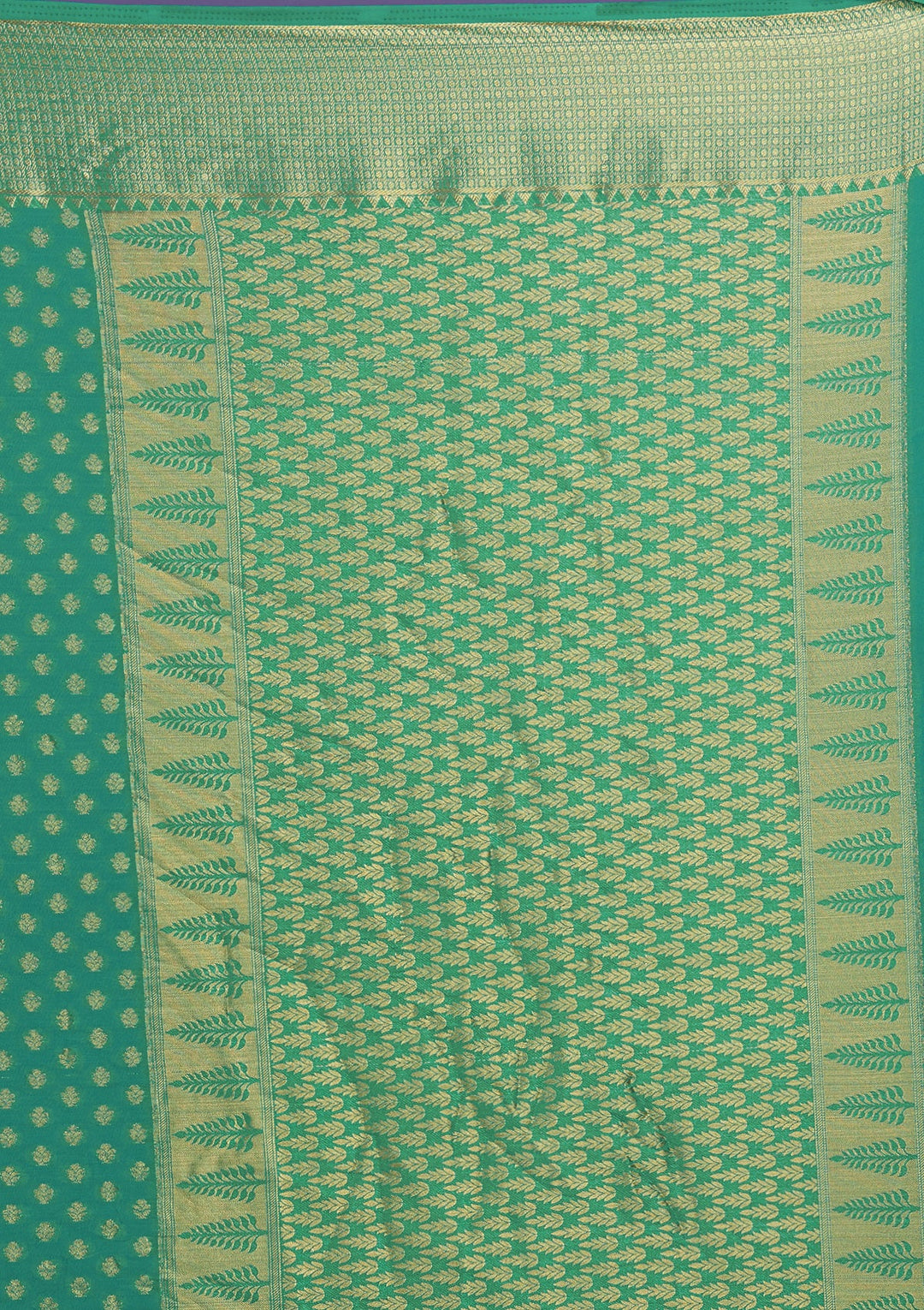 Rama Green Zariwork Art Silk Saree-Koskii