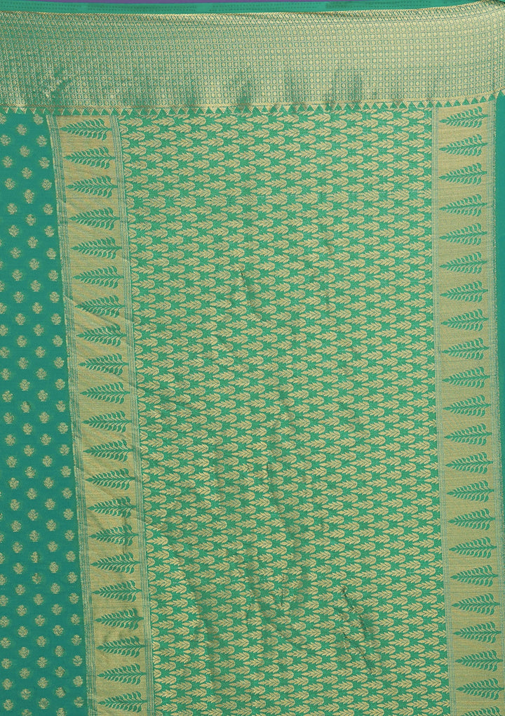 Rama Green Zariwork Art Silk Saree-Koskii