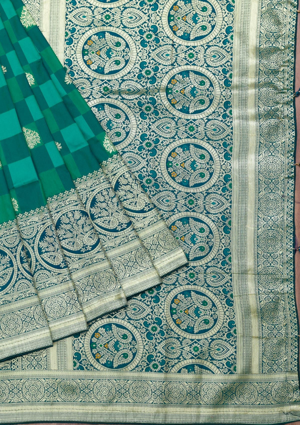 Rama Green Zariwork Art Silk Saree-Koskii