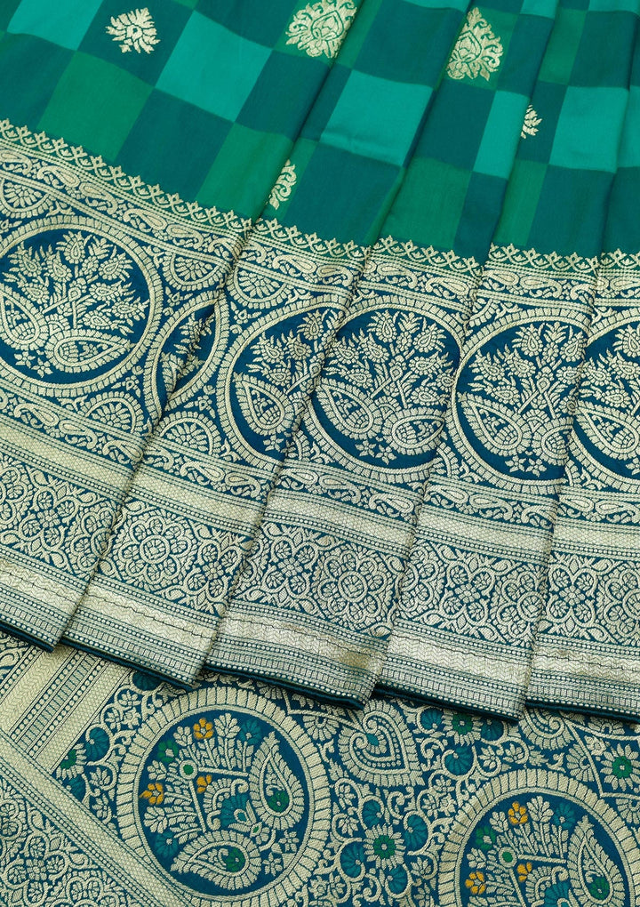 Rama Green Zariwork Art Silk Saree-Koskii