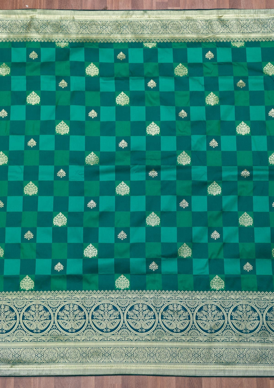 Rama Green Zariwork Art Silk Saree-Koskii