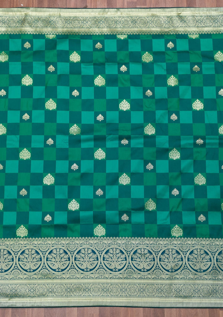 Rama Green Zariwork Art Silk Saree-Koskii