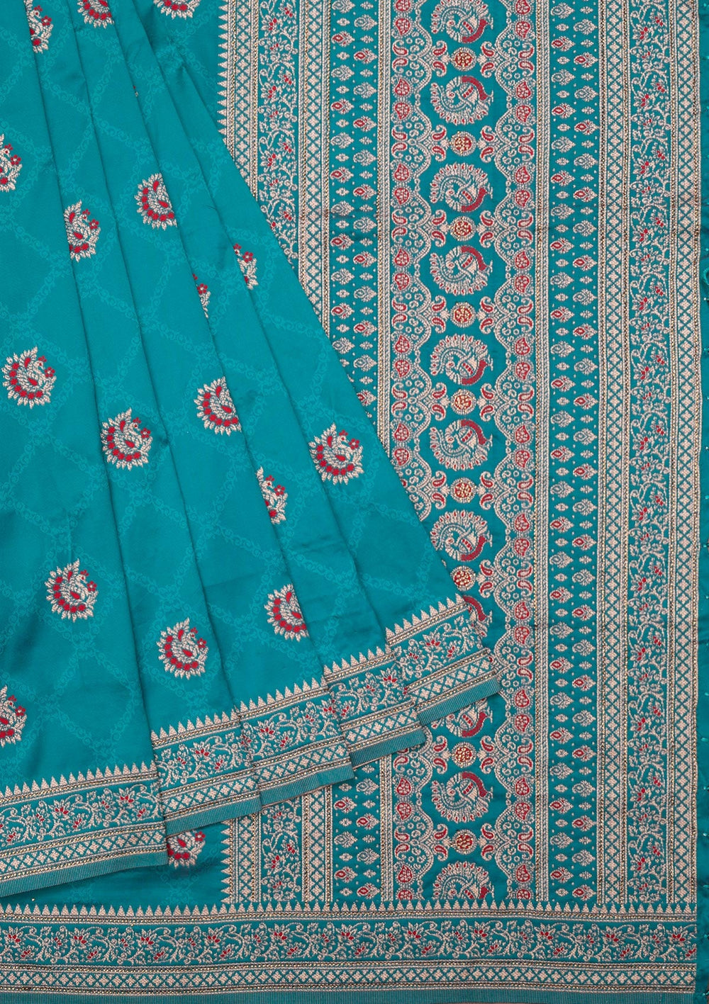 Rama Green Zariwork Art Silk Saree-Koskii