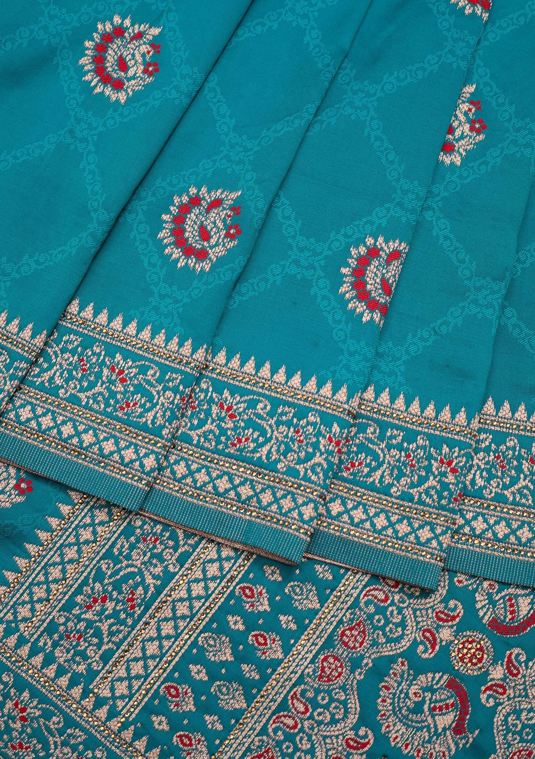 Rama Green Zariwork Art Silk Saree-Koskii