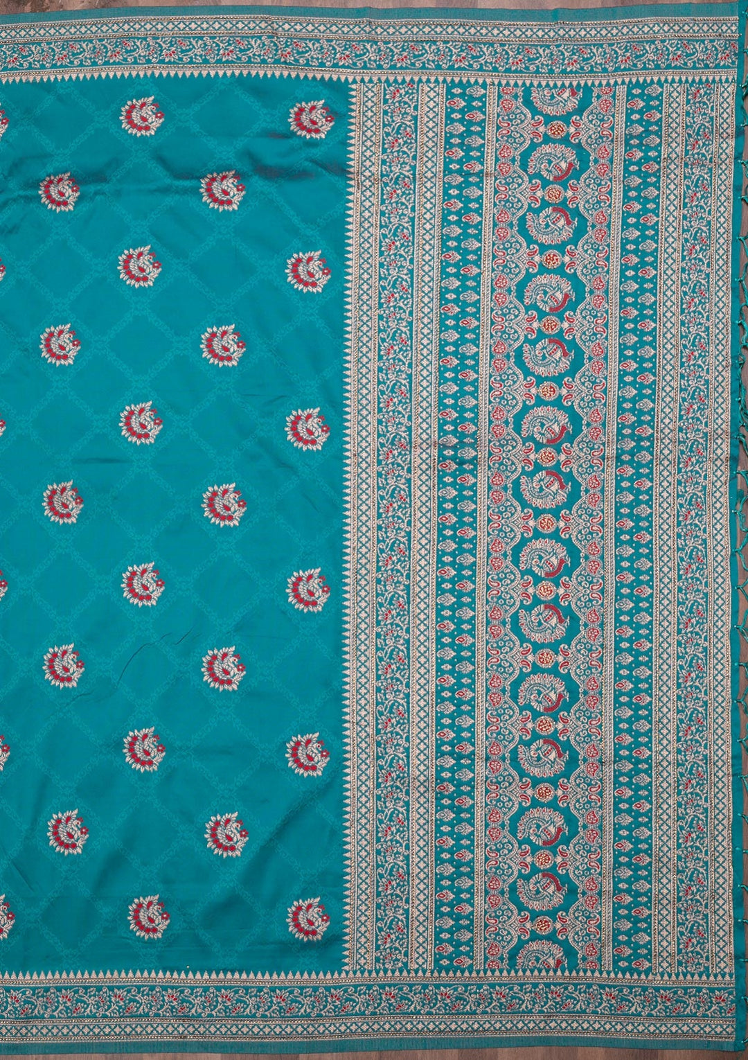 Rama Green Zariwork Art Silk Saree-Koskii
