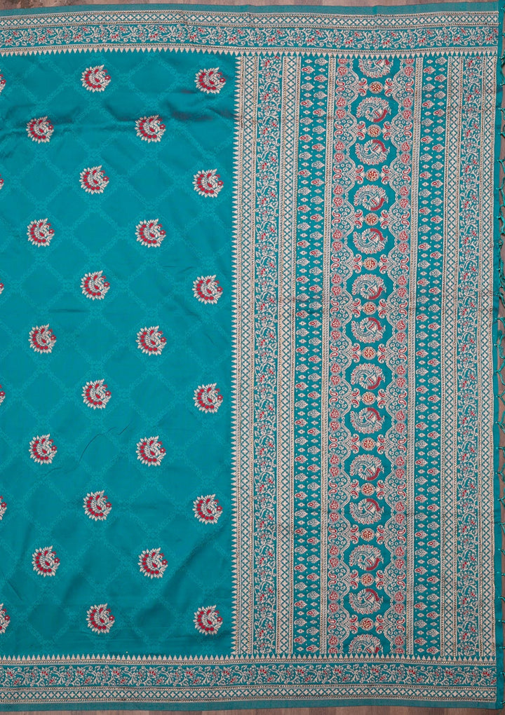 Rama Green Zariwork Art Silk Saree-Koskii