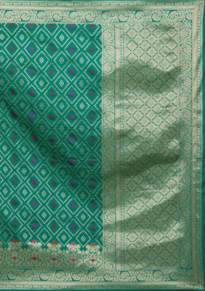 Rama Green Zariwork Banarasi Designer Saree - Koskii
