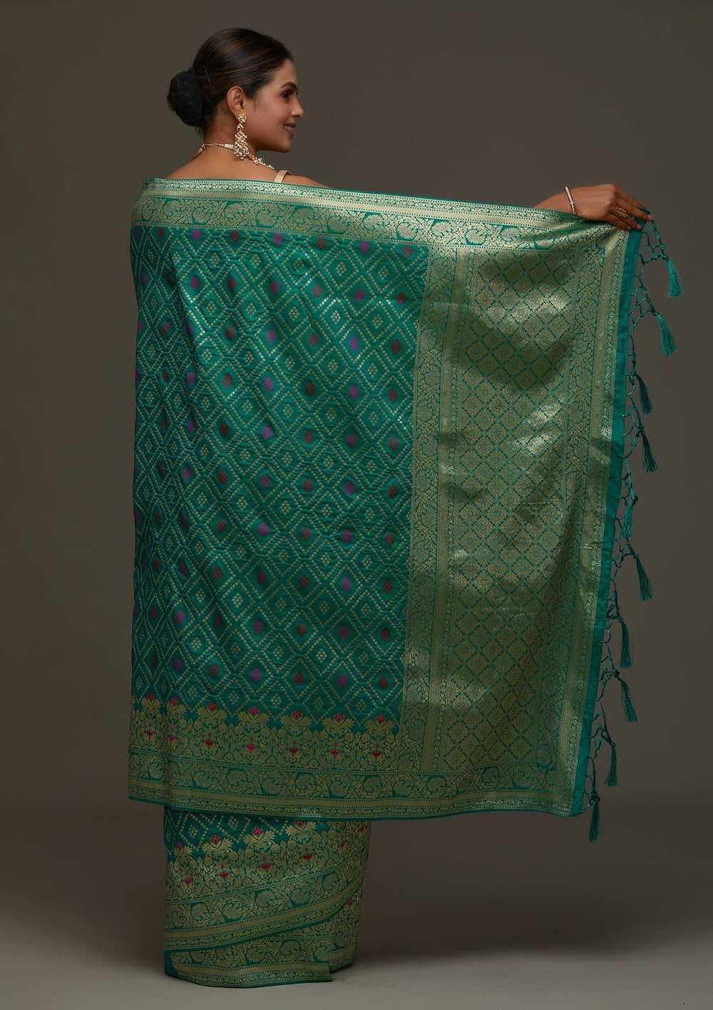 Rama Green Zariwork Banarasi Designer Saree - Koskii