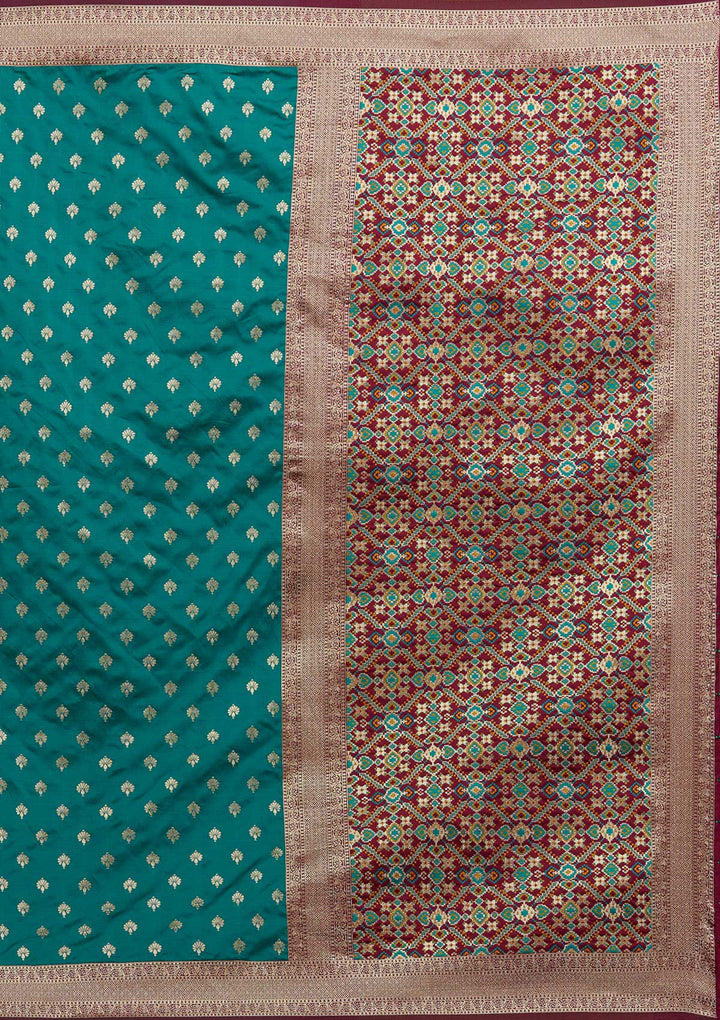 Rama Green Zariwork Banarasi Designer Saree - Koskii