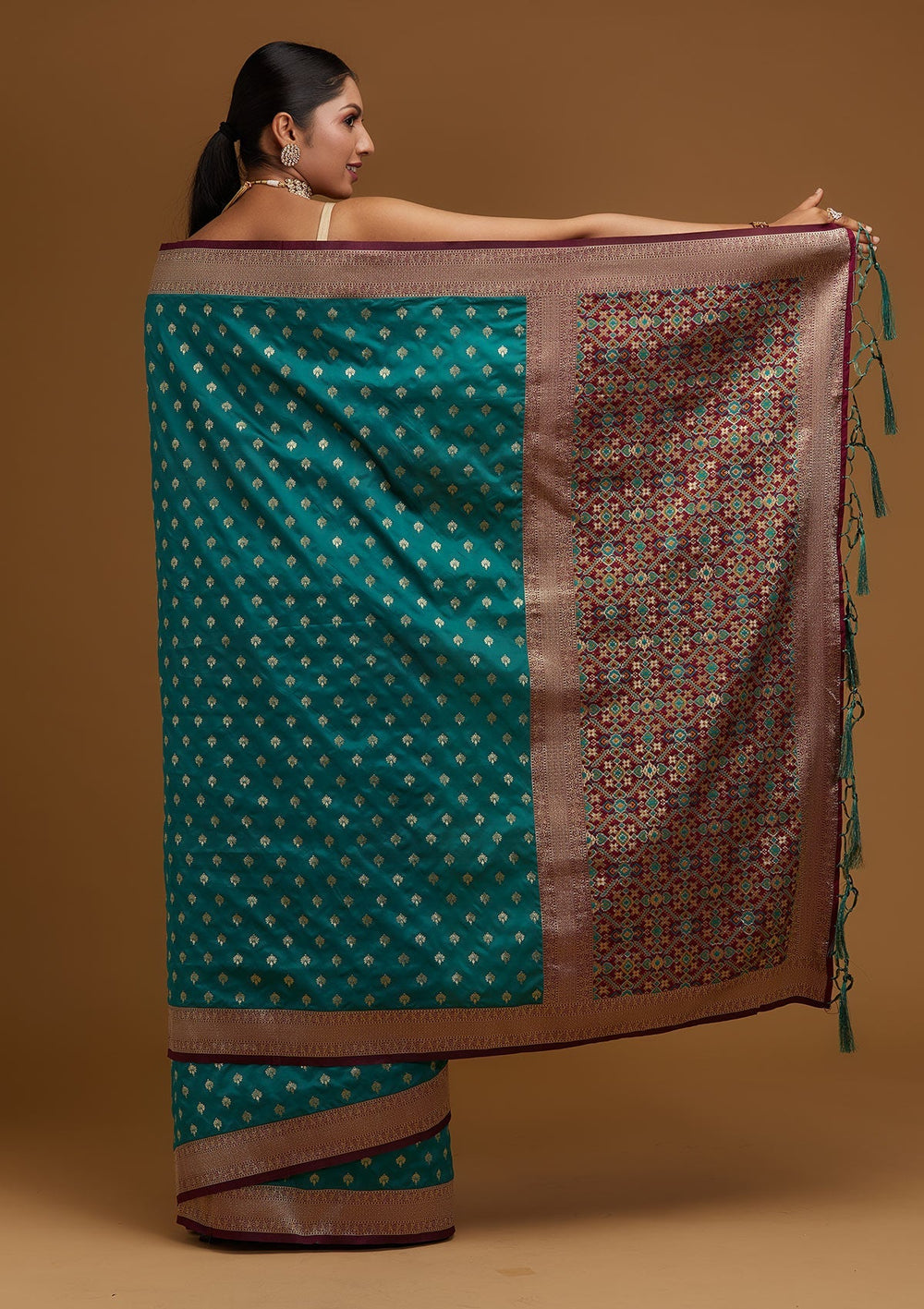 Rama Green Zariwork Banarasi Designer Saree - Koskii