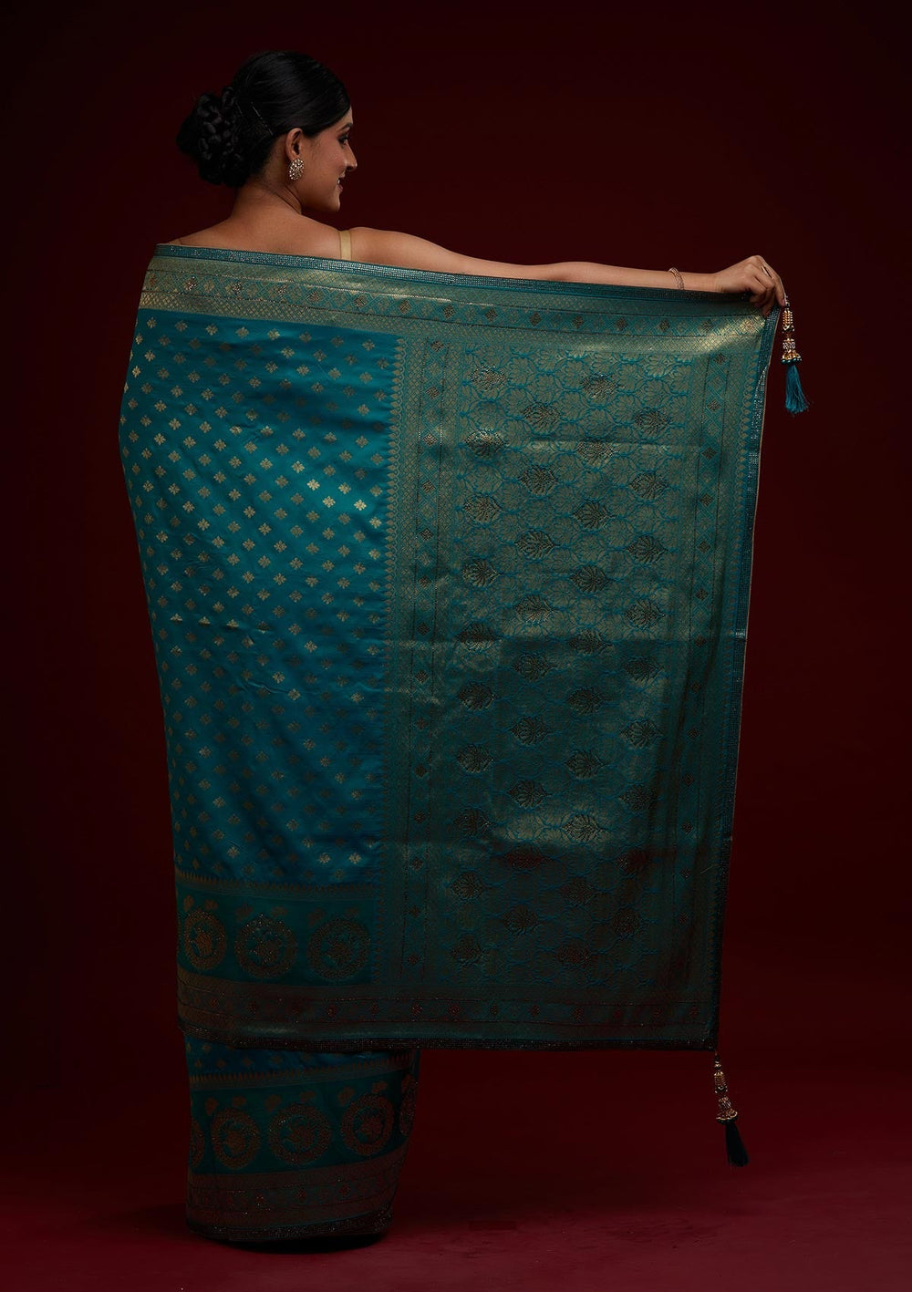 Rama Green Zariwork Banarasi Designer Saree - Koskii