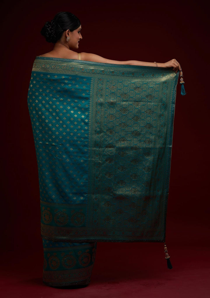 Rama Green Zariwork Banarasi Designer Saree - Koskii