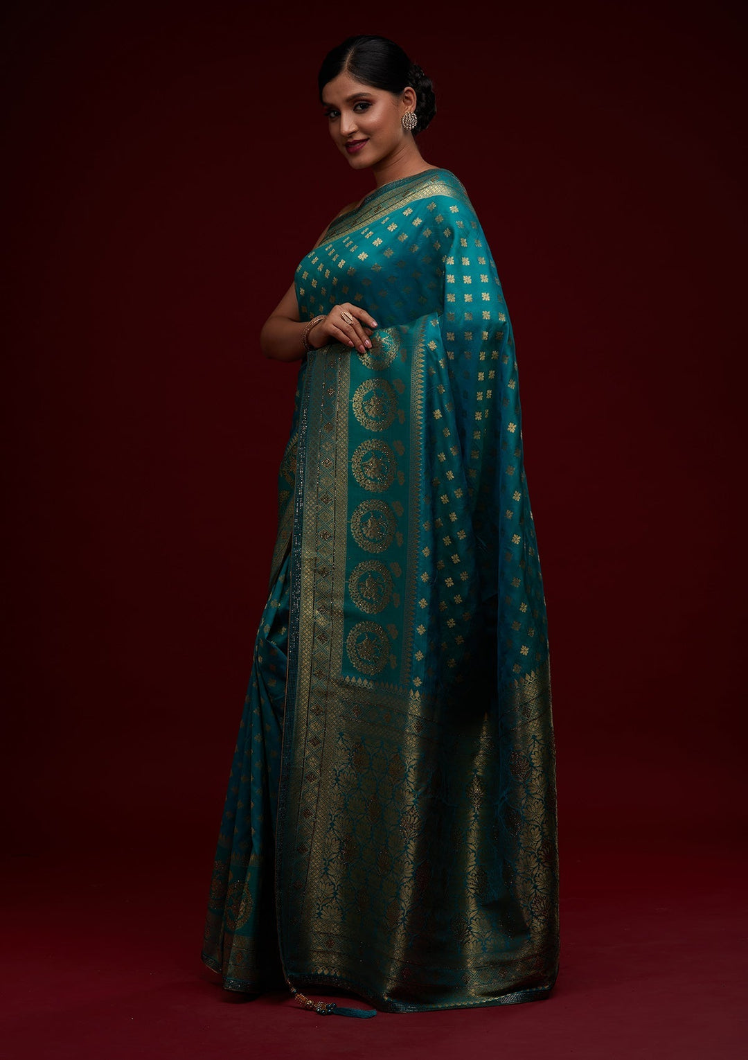 Rama Green Zariwork Banarasi Designer Saree - Koskii