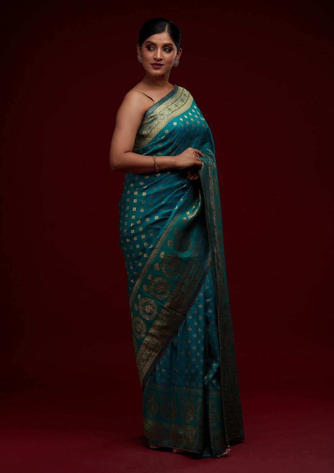Rama Green Zariwork Banarasi Designer Saree - Koskii