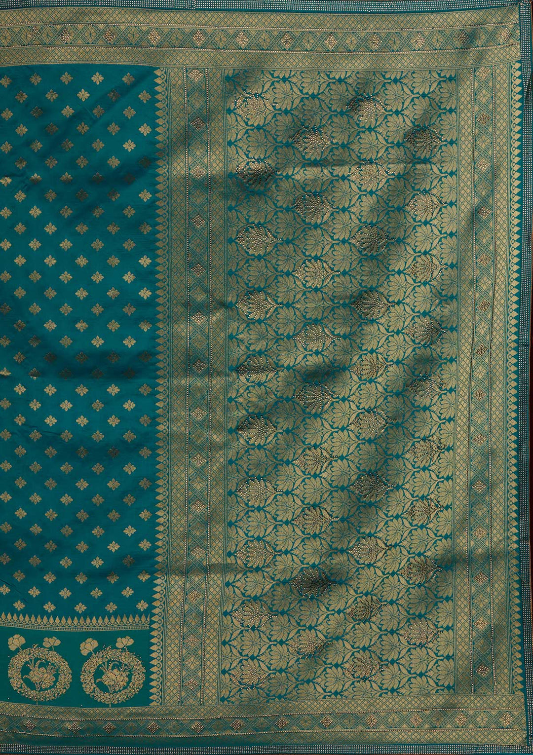 Rama Green Zariwork Banarasi Designer Saree - Koskii