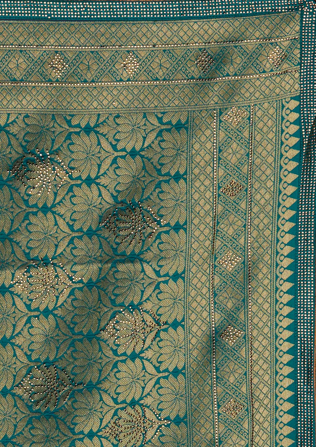 Rama Green Zariwork Banarasi Designer Saree - Koskii