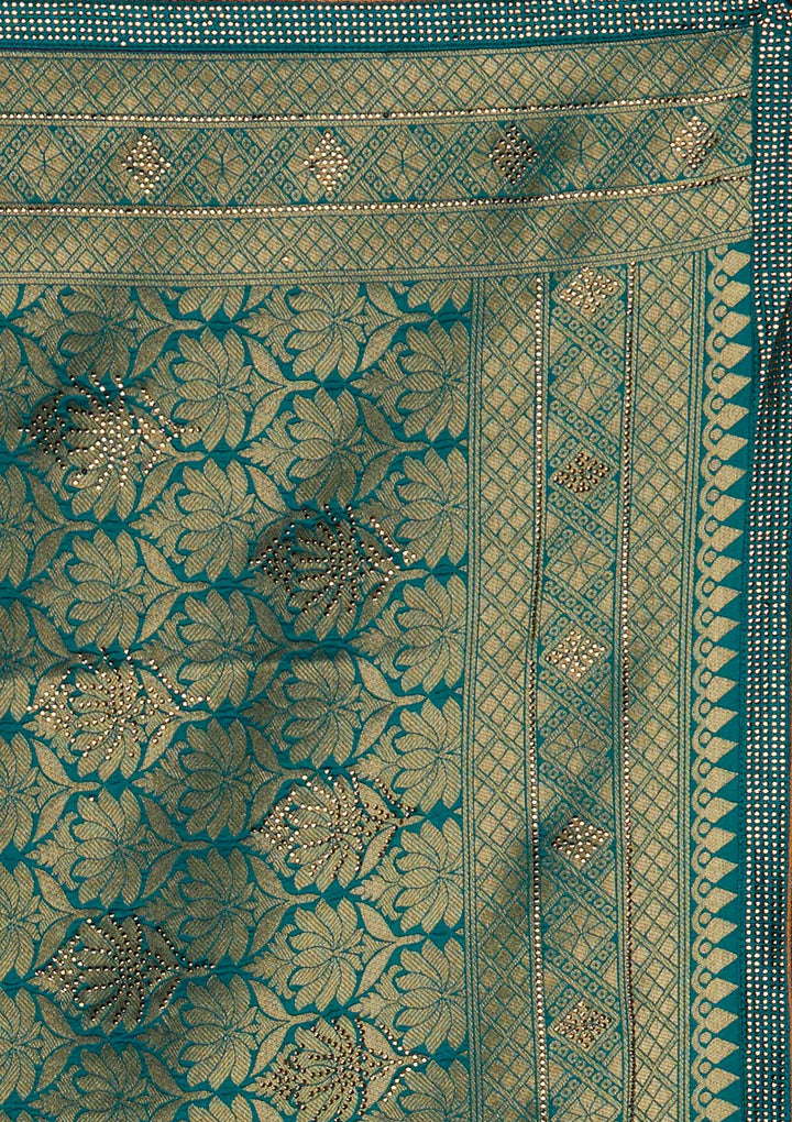 Rama Green Zariwork Banarasi Designer Saree - Koskii