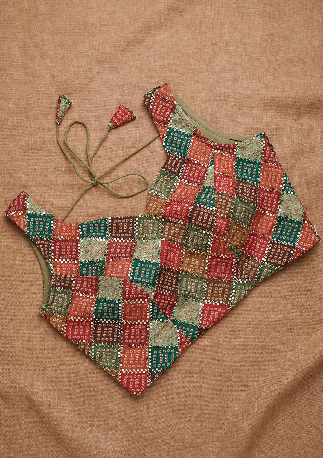 Rama Green Zariwork Georgette Blouse-Koskii