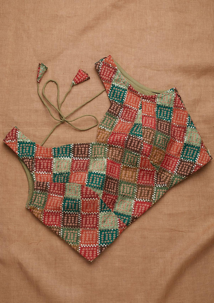 Rama Green Zariwork Georgette Blouse-Koskii