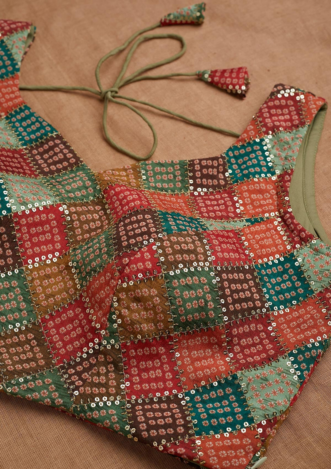 Rama Green Zariwork Georgette Blouse-Koskii