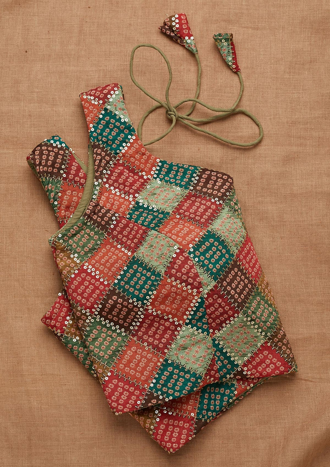 Rama Green Zariwork Georgette Blouse-Koskii