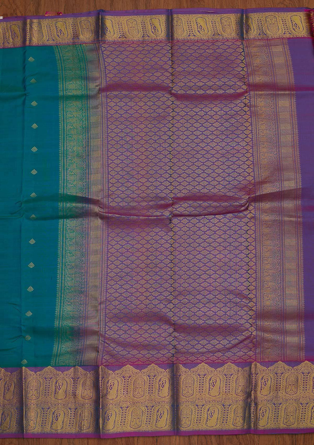 Rama Green Zariwork Pure Silk Designer Saree - koskii