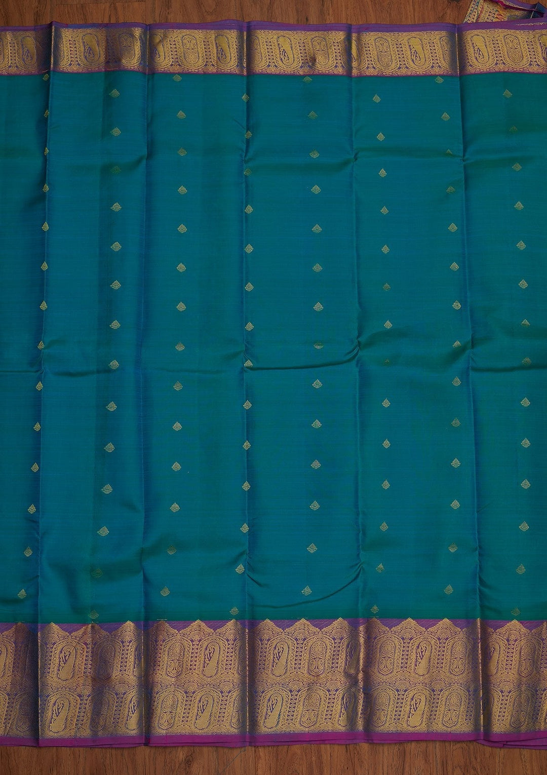 Rama Green Zariwork Pure Silk Designer Saree - koskii