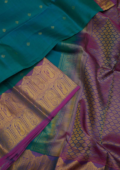 Rama Green Zariwork Pure Silk Designer Saree - koskii