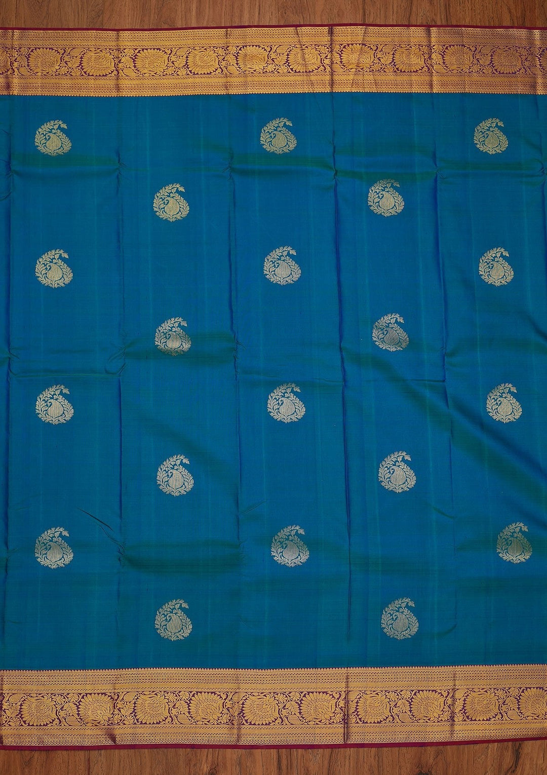 Rama Green Zariwork Pure Silk Designer Saree - koskii