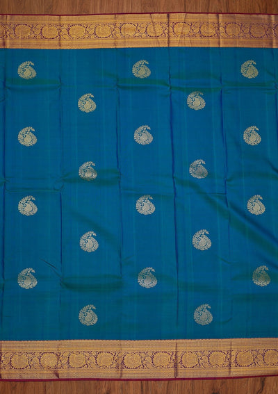 Rama Green Zariwork Pure Silk Designer Saree - koskii