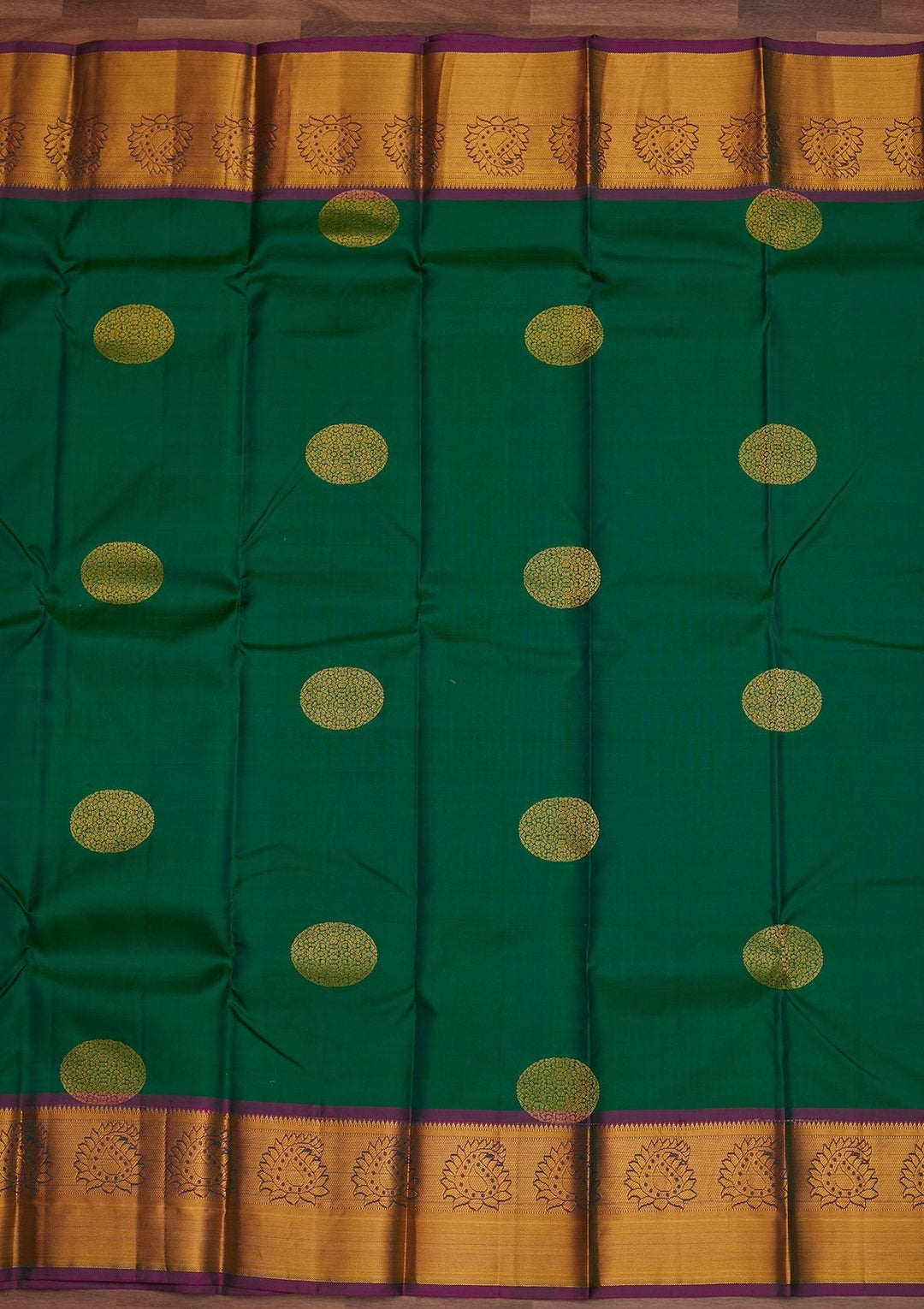 Rama Green Zariwork Pure Silk Designer Saree - Koskii