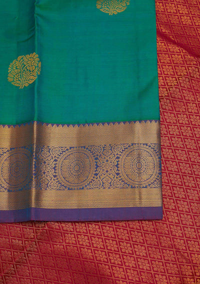 Rama Green Zariwork Pure Silk Designer Saree - Koskii